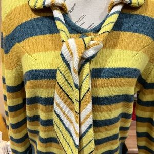 Anthropologie Yellow and Teal Striped Cardigan